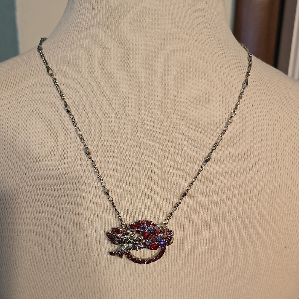 Elegant Silver and Red Necklace
